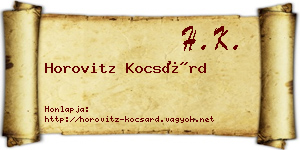 Horovitz Kocsárd névjegykártya